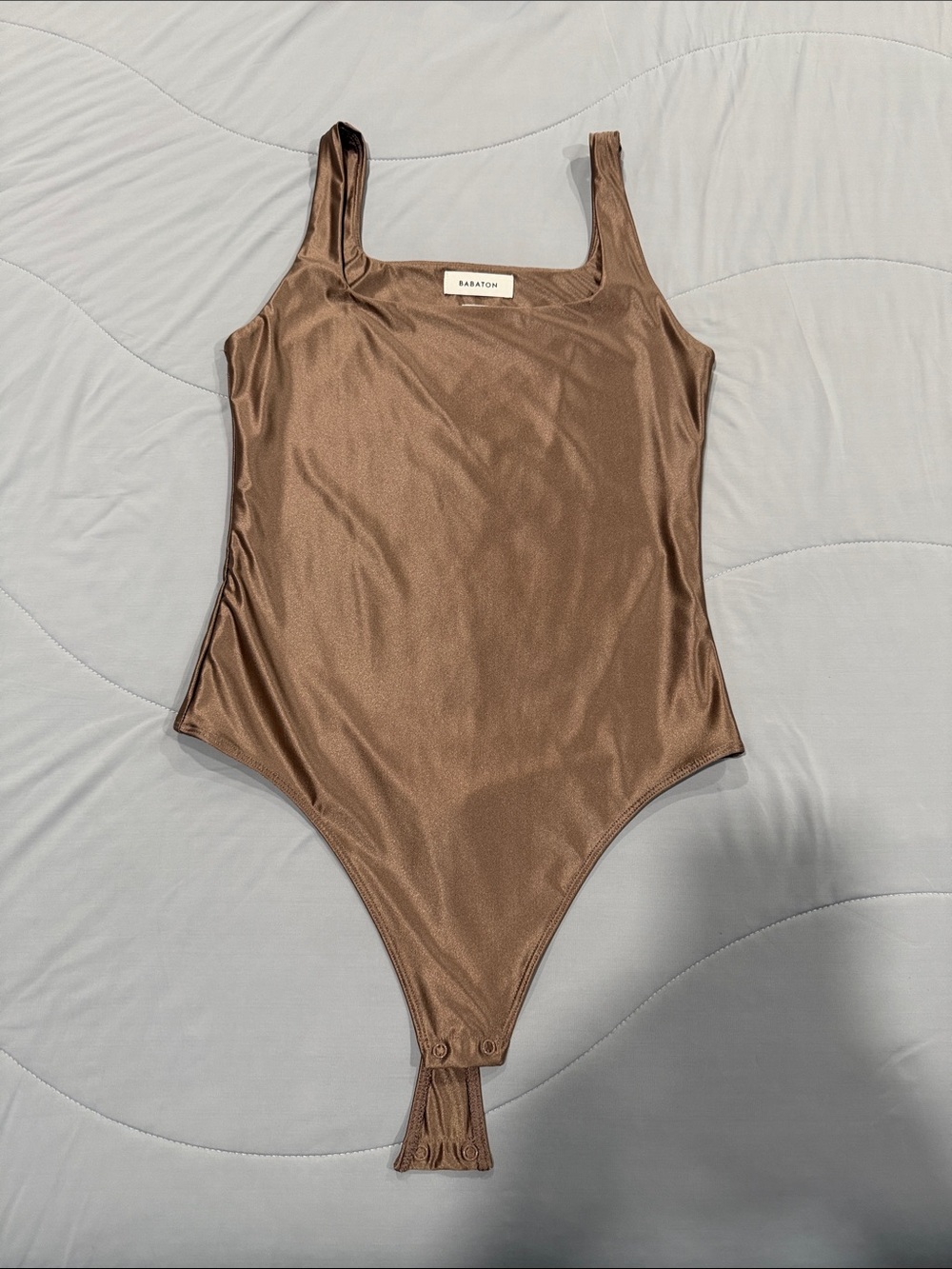 Babaton Brown Square Neck One-Piece Bodysuit